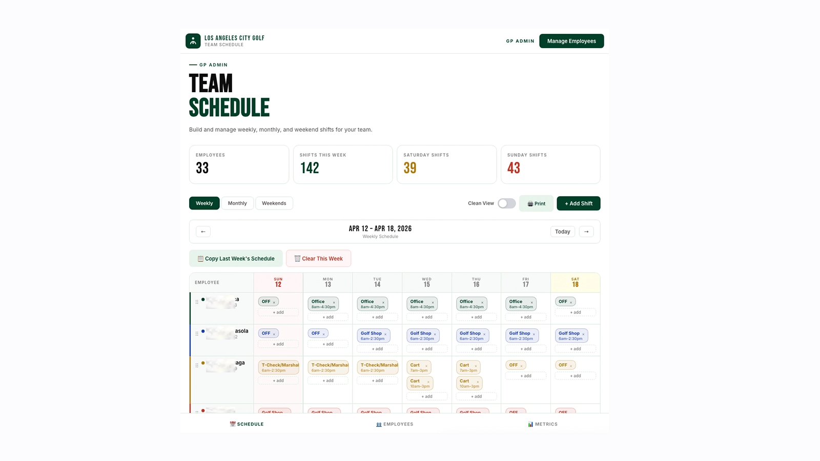 LA City Golf Scheduler